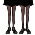 thumbnail image 1 of WTXUE Pantyhose for Women, 2-Pack, Ultra-Thin Pantyhose Women Socks Tights Hollow Stocking Bottoming Stockings Print Blue-Butterfly, Control Top Pantyhose for Women, 2# Black, 1 of 1