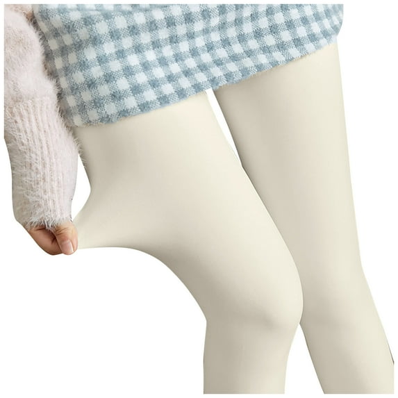 WTXUE Pantyhose for Women, Seamless Pantyhose, Thick Tights Lawless Legs Fake Translucent Warm Fleece, Control Top Pantyhose for Women, Stirrup Tights, Fleece Lined Tights, Off-White