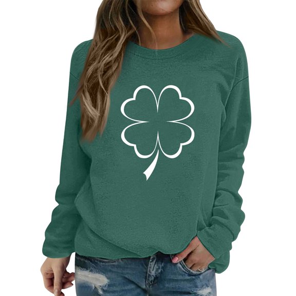 WTXUE Plus Size St Patricks Day Sweatshirt Long Sleeve Pullover Crewneck Sweatshirts Plus Size Sweatshirt Holiday Sweatshirts Irish Sweatshirts Loose Tops Loose Fit Sweatshirts Blackish Green M