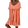 thumbnail image 1 of WTXUE Plus Size Summer Saving Dresses Women's Dress Casual Print Mid Large Hem Large Size Midi Dress, yellow dress Small, 1 of 6