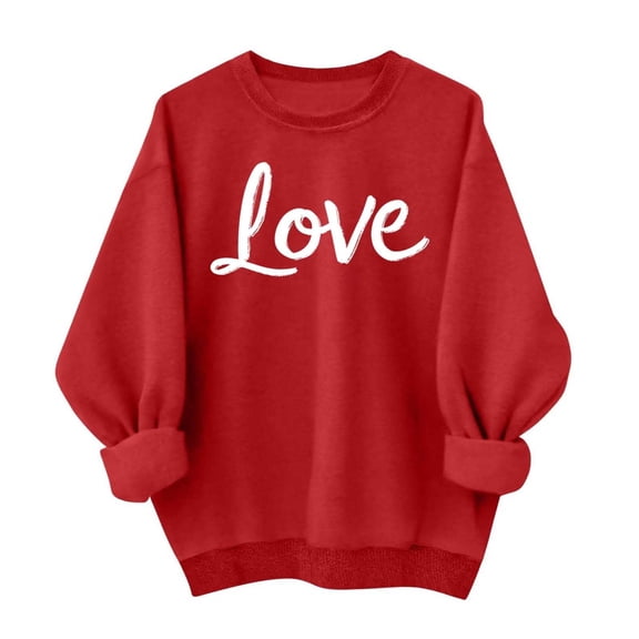 WTXUE Plus Size Valentine Sweatshirt Love Heart Printed Sweatshirts Graphic Oversized Sweatshirts Sweatshirts Trendy Warm Sweatshirts Sweatshirt Trendy Pull Over Sweatshirt Pink S