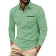 thumbnail image 1 of WTXUE Polos Long Sleeve, Lapel Golf Shirts for Men Spring Autumn Casual Button T Shirt Top Solid | Workwear for Men Green XL, 1 of 6