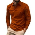 thumbnail image 1 of WTXUE Polos Long Sleeve, Scrunch Neck Polo Golf Shirts for Men Spring Autumn Casual Button T Shirt Top Solid | Workwear for Men Orange M, 1 of 5