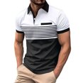 thumbnail image 1 of WTXUE Polos Short Sleeve, Lapel Golf Shirts for Men Spring Summer Casual Buttons Lapel T Shirt Tops Patchwork | Workwear for Men White/Patchwork L, 1 of 6
