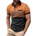 thumbnail image 1 of WTXUE Polos Short Sleeve, Lapel Golf Shirts for Men Spring Summer Casual Buttons Lapel T Shirt Tops Patchwork | Workwear for Men Yellow/Patchwork XXL, 1 of 6