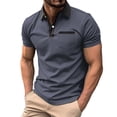 thumbnail image 1 of WTXUE Polos Short Sleeve, Scrunch Neck Polo Golf Shirts for Men Spring Summer Casual Buttons Lapel T Shirt Tops Solid | Workwear for Men Gray XXL, 1 of 5