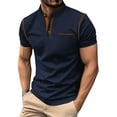 thumbnail image 1 of WTXUE Polos Short Sleeve, Scrunch Neck Polo Golf Shirts for Men Spring Summer Casual Zipper Lapel T Shirt Top Athleisure for Men Navy XXL, 1 of 5