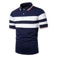 thumbnail image 1 of WTXUE Polos Short Sleeve, Scrunch Neck Polo Golf Shirts for Men Striped Clothing Splicing Lapel Top Cotton Striped, Workwear for Men Navy XXL, 1 of 3