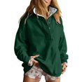 thumbnail image 1 of VISALY Pullover Sweatshirt for Womens Oversized Sweatshirt Casual Button Up Mock Neck Pullover Tops Long Sleeve Shirts Fashion Outfits Clothes Lightweight Sweatshirt Blackish Green L, 1 of 9