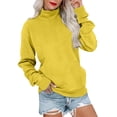 thumbnail image 1 of VISALY Pullover Sweatshirt for Womens Oversized Sweatshirt Fleece Turtleneck Sweatshirt with Pocket Long Sleeve Shirts Plus Size Pullover Cute Tunic Tops Hoodless Sweatshirt Yellow L, 1 of 6