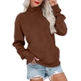 thumbnail image 1 of VISALY Pullover Sweatshirt for Womens Oversized Sweatshirt Fleece Turtleneck Sweatshirt with Pocket Long Sleeve Shirts Plus Size Pullover Cute Tunic Tops Hoodless Sweatshirt Brown Xxl, 1 of 6