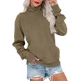 thumbnail image 1 of VISALY Pullover Sweatshirt for Womens Oversized Sweatshirt Fleece Turtleneck Sweatshirt with Pocket Long Sleeve Shirts Plus Size Pullover Cute Tunic Tops Hoodless Sweatshirt Bronze Xl, 1 of 6