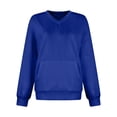 thumbnail image 1 of VISALY Pullover Sweatshirt for Womens Plus Size Sweatshirts V-Neck Pullover with Pocket Fall Winter Loose Fit Tops Long Sleeve Shirts Oversized Lightweight Sweatshirt Basic Tops Blue Xl, 1 of 7