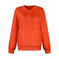 thumbnail image 1 of VISALY Pullover Sweatshirt for Womens Plus Size Sweatshirts V-Neck Pullover with Pocket Fall Winter Loose Fit Tops Long Sleeve Shirts Oversized Lightweight Sweatshirt Basic Tops Orange L, 1 of 5