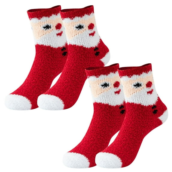 WTXUE Quarter Socks, Socks for Women Fuzzy Soft Fluffy Winter Cozy Slipper Socks Winter Warm Wool 2 Pairs Crew Cute Socks 2-Pack