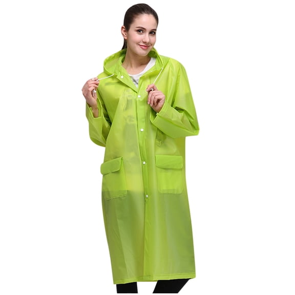 WTXUE Rain Jacket Men, Rain Coat Jacket for Adults Hooded Button with Pockets Raincoat Unisex Rain Teens Fashion Coat Reusable Umbrella, 1# Green, XL