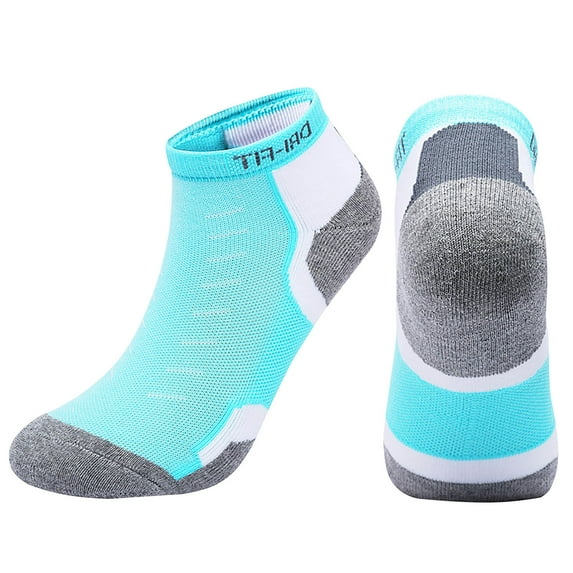WTXUE Running Socks, Gym Socks Women, Men Women Middle Canister Movement Towel Cotton Breathable Badminton Walking, 1# Blue, M