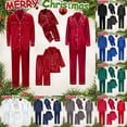 thumbnail image 1 of WTXUE Satin Family Matching Christmas Pajamas Set Soft Button Loungewear 2 Piece Sleepwear Home Wear Set Comfortable Nightwear Set for Couples or Family Navy 110, 1 of 7