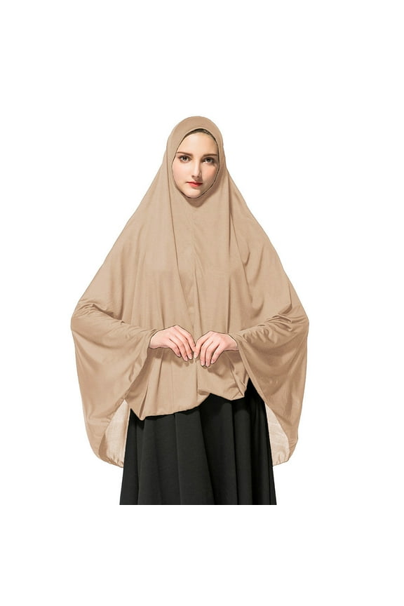 Scarf for Women, Hijab Women's Khimar Ready to Wear Long with Under Scarf, Brown, XXL