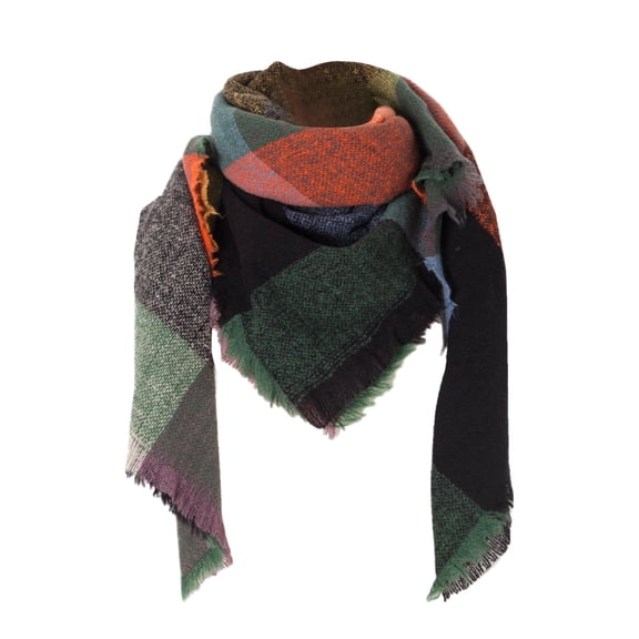 WTXUE Scarf for Women, Women Scarf Classic Tassel Plaid Scarf Warm Soft Chunky Large Blanket Wrap Shawl Scarves, 2# C