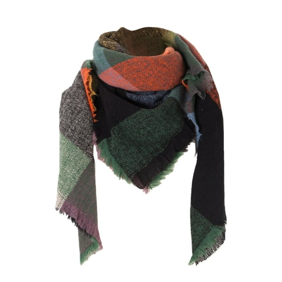 WTXUE Scarf for Women, Women Scarf Classic Tassel Plaid Scarf Warm Soft Chunky Large Blanket Wrap Shawl Scarves, 2# C