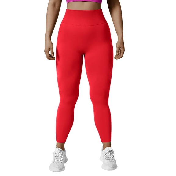 WTXUE Seamless Leggings For Women, Seamless Leggings Women's Solid Color Butt Tight Sports Pants High Waist Butt Lifting Fitness Pants, Pantalones De Mujer, Red