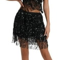 thumbnail image 1 of WTXUE Sequin Skirt, Sequin Fringe Women's Nightclub Skirt Skirt Stage with Sparkly Sparkly Garment Skirt, Leather Skirt, Black Leather Skirt, Black L, 1 of 4