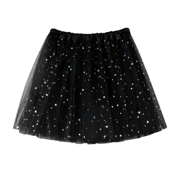 WTXUE Sequin Skirt, Skirt Short Women's Adult Dancing Skirt Pleated Skirt, Girls Tutu Skirt, Black