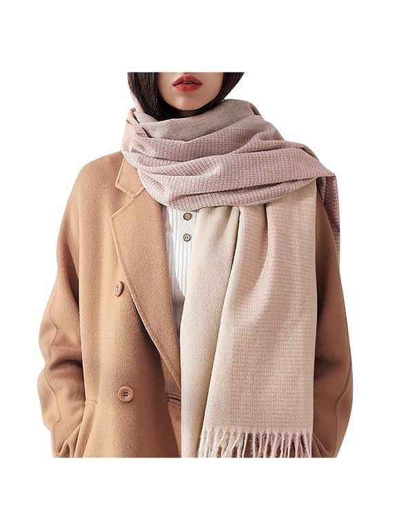 Shawl Wraps for Women, Women Fall Winter Scarf Classic Tassel Plaid Scarf Warm Soft Chunky Large Blanket Wrap Shawl Scarves 1 Pack Present, 2# Pink