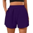 thumbnail image 1 of WTXUE Shorts for Women, Running Casual Elastic High Waisted Athletic Shorts Baggy Fleece Shorts with Straight-Leg Elastic Waistband Baggy Fit Elastic Band Activewear Short, Purple, 1 of 8