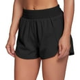 thumbnail image 1 of WTXUE Shorts for Women, Women's Sports Fitness Shorts Elastic Waist Running Anti Slip Loose Two Pants Straight-Leg Baggy Fit Activewear Short, Black, 1 of 6