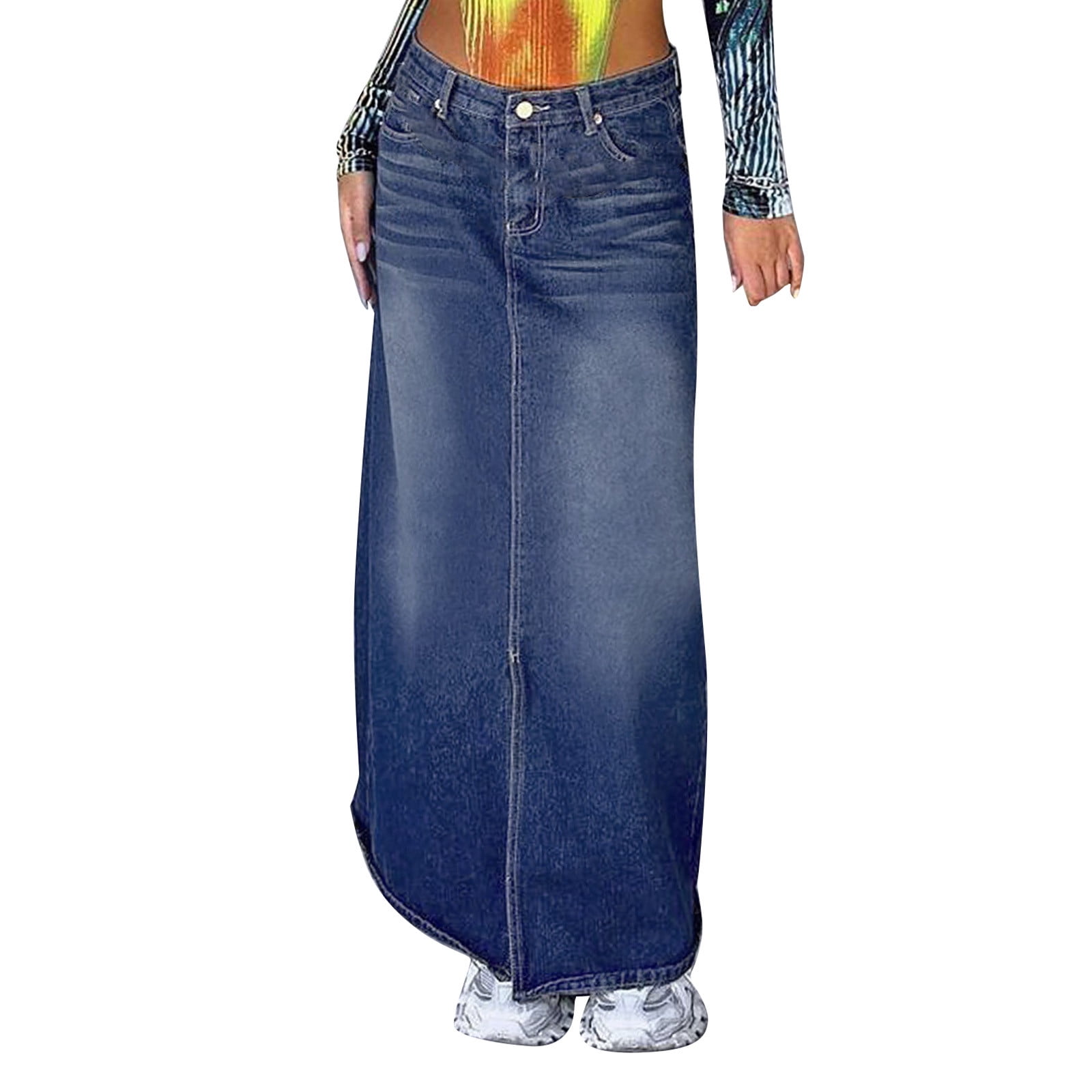 WTXUE Skirts, Denim Skirt Faldas Largas De Mujer Casuales, Women  