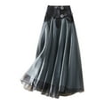 thumbnail image 1 of WTXUE Skirts, Tutu Skirts A-Line, Retro Skirt Half Length Skirt Yarn Skirt High Waist Belt Solid Mid-Length Women, Gray Size S, 1 of 6