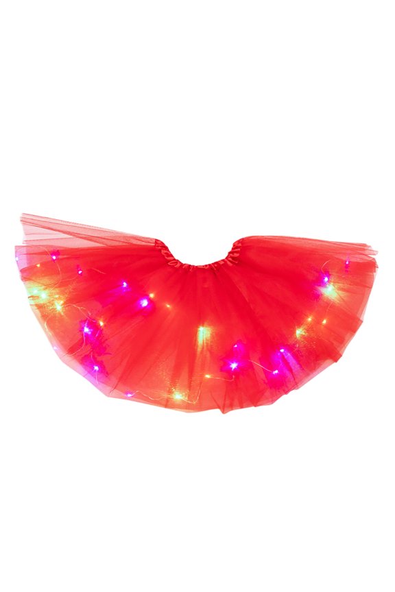 Skirts for Women, Tulle with L E D Level Women Bulb Princess Small Mesh Skirt Skirt3 Skirt Skirt, Girls Tutu Skirt, 3# Red