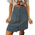 thumbnail image 1 of WTXUE Skirts for Women, Women's Corduroy Skirts Fall Winter High Waist Button Down A-Line Short Mini Skirt with Pockets (Grey M), 1 of 7
