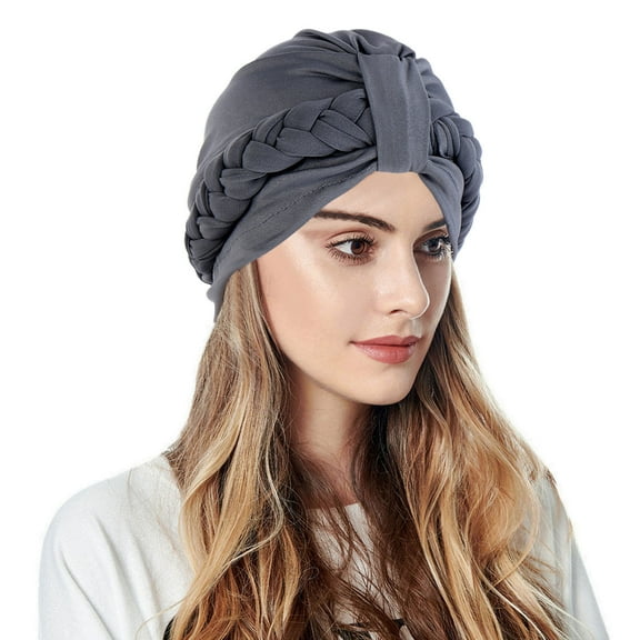 WTXUE Skull Cap Beanie Women Braid Turban Hats Cancer Cap Hair Bonnet Head Scarf Wrap Cover Hat Head Scarf Turban Headbands Soft Breathable Hat Grey One Size