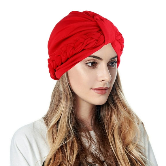 WTXUE Skull Cap Beanie Women Braid Turban Hats Cancer Cap Hair Bonnet Head Scarf Wrap Cover Hat Head Scarf Turban Headbands Soft Breathable Hat Red One Size