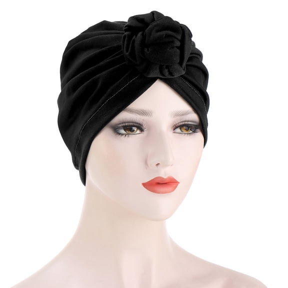 WTXUE Skull Cap Beanie Women Muslim Turban Hat Cancer Chemo Cap Hair Bonnet Head Scarf Wrap Cover Head Scarf Turban Headbands Fitted Hats Black One Size