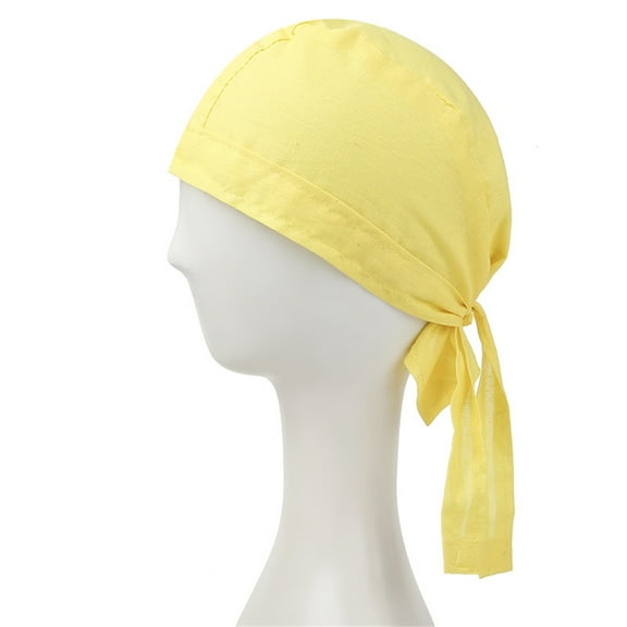 WTXUE Skull Cap Chemo Hats Women's Foldable Handmade Soild Print Cotton Chemotherapy Hair Loss Caps Slouchy Hat Cycling Cap Workout Hat Fitted Hats Yellow One Size