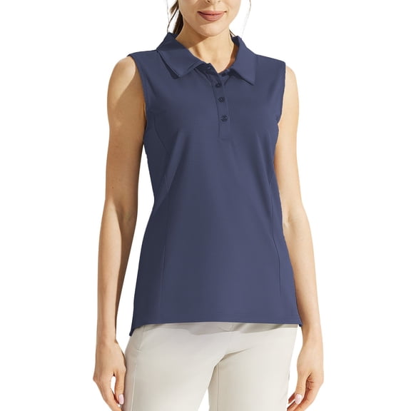 WTXUE Sleeveless Tops Business Casual Tops Women'S Summer Solid Color Shirt Stand Up Collar Sleeveless Casual Sports Top Tennis Linen Tops for Women Tunic Tops Basic Tees for Women Dark Blue S