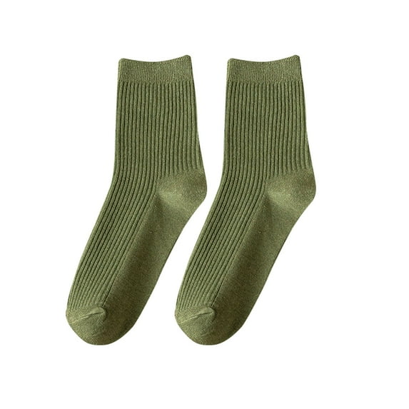 WTXUE Slouchy Socks, 10-Pack, Women's Spring and Autumn All Cotton Solid Color Comfortable and Breathable Stacked Socks Autumn Socks, Army Green