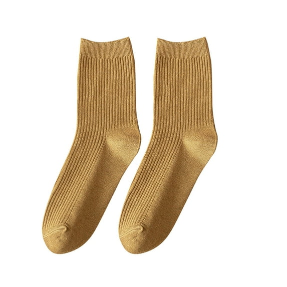 WTXUE Slouchy Socks, 10-Pack, Women's Spring and Autumn All Cotton Solid Color Comfortable and Breathable Stacked Socks Autumn Socks, Yellow