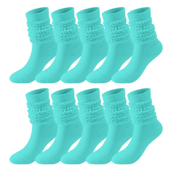 WTXUE Slouchy Socks, 5 Pairs Soild Color Socks Women Thigh High Boot Socks Soft Scrunch Socks, 4# Mint Green
