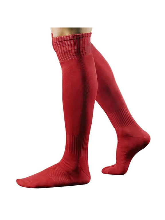 WTXUE Soccer Socks, Knee High Stockings, Over Knee Long Socks Men Sock RD Football Sport Baseball Soccer High Socks, Red