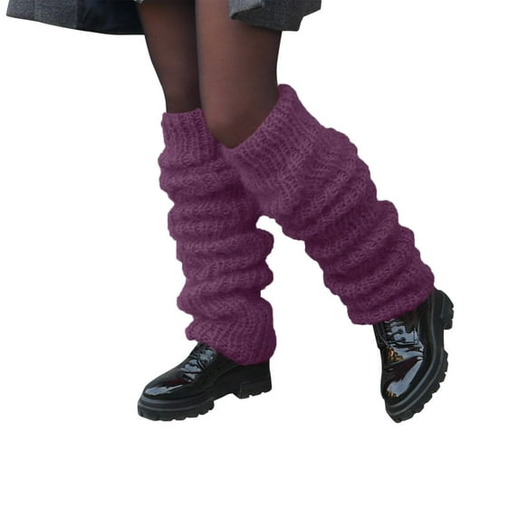 WTXUE Socks for Women, Fuzzy Socks, Women's Winter Stocking Women's Fashion Casual Knit Pile Stocking Stocking, Thigh High Socks, Leg Warmers, Calf Sleeve, Slouchy Socks, Purple