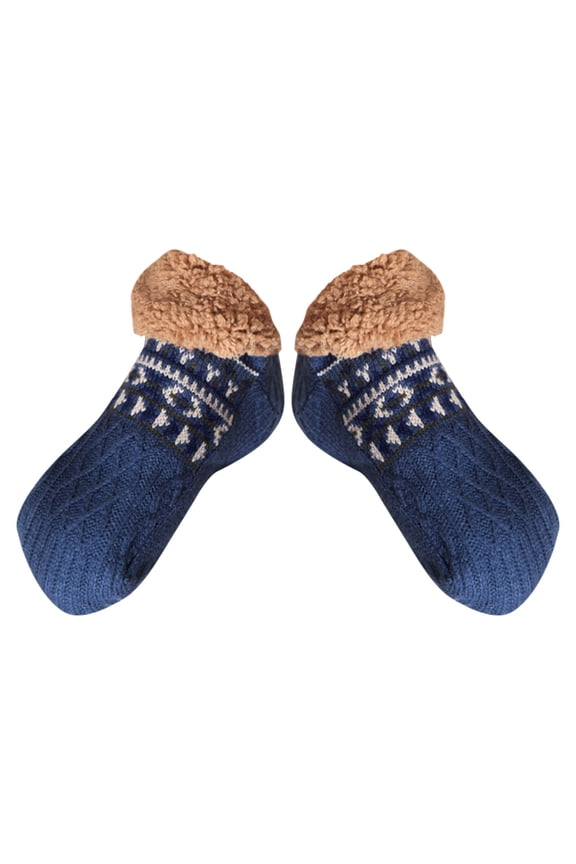 Socks for Women, Men's and Women's Christmas Slippers Socks with Soft Comfortable Wool Lined Socks Warm and Fluffy Non Slip Socks In Winter, Blue