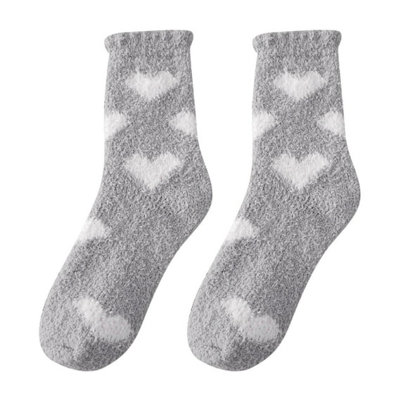 WTXUE Socks for Women, Valentines Socks, Womens Coral Fleece Socks Heart Print Socks Colorful Lightweight Cotton Athletic Socks, Heart Socks, Warm Socks
