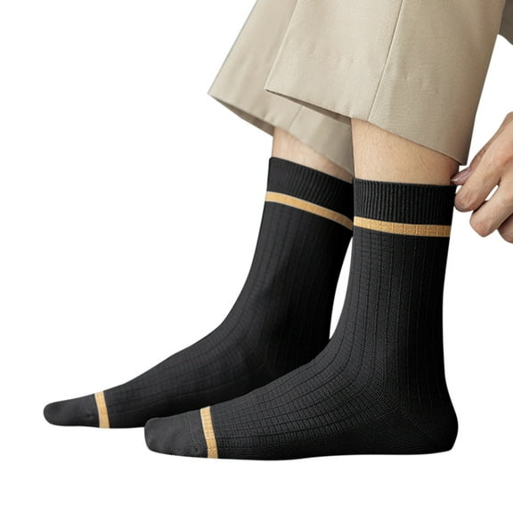 WTXUE Socks for Men, 1 Pairs Male Casual Striped Socks Solid Invisible Breathable Middle Tube Socks, Black