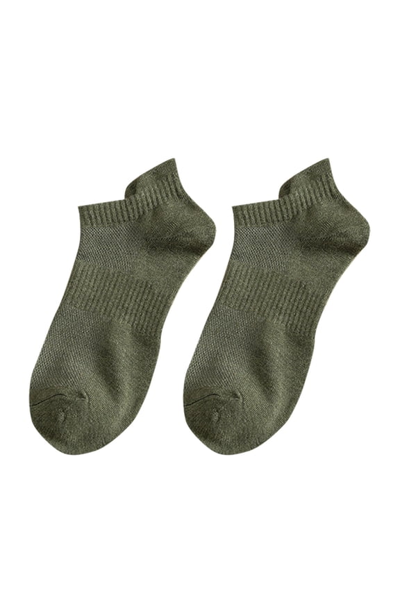 Socks for Men, 10-Pack, Men's Thin Breathable and Sweat Absorbing Low Top Summer Shallow Mouth Sweat Absorbing Cotton Socks, Army Green