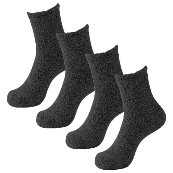 WTXUE Socks for Men, Fuzzy Socks 2 Pairs Cozy Slipper Fluffy Socks Casual Winter Warm Soft Cabin Stocking Comfy Sleep Socks, 2# Grey2